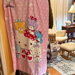 Hello Kitty Pink Cozy Blanket with Colorful Bears. Brand new.